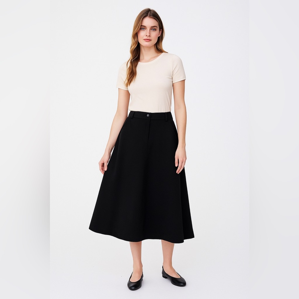 Max Studio Classic Black A-Line Skirt